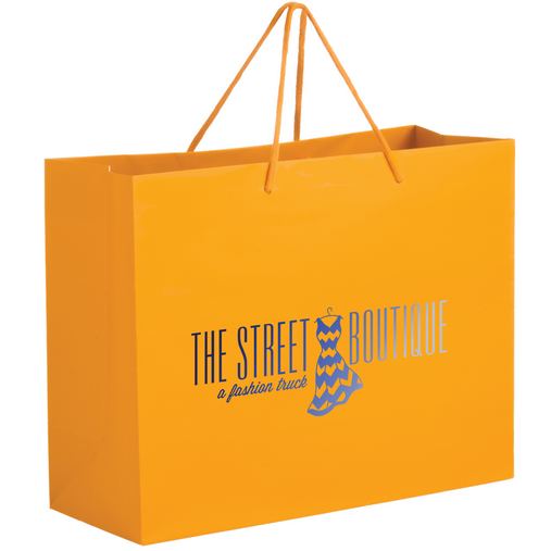Custom Printed Matte Laminated Euro Tote Bag w/Macrame Rope Handles (13"x5"x10") - Foil Stamp - 2ML13510-FS
